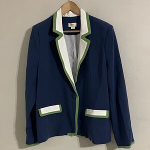 ANTHROPOLOGIE MAEVE COLORBLOCK BLAZER JACKET COAT NAVY SAGE XL